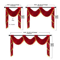 Valance Festivo De Navidad Rojo De Terciopelo Suave Con Caída Rod Pocket Para Decoración Del Hogar Y Cocina Uso Moderno Y Lujo - details 1
