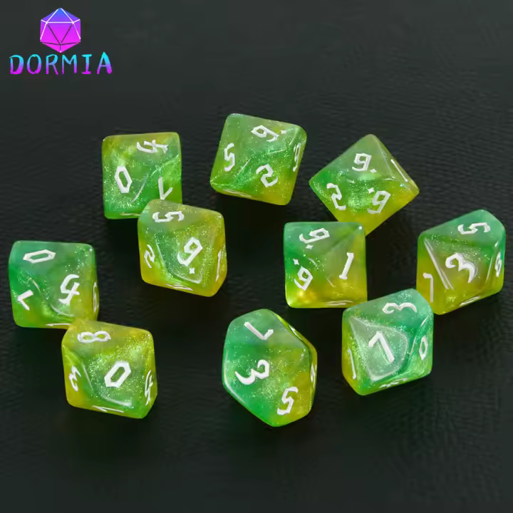D10 Juegos De Dados Rol DND Colores Mixtos Efecto De Brillo Estilo De Fuente Retro Único Accesorios Para Juegos De Mesa RPG - 1