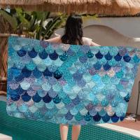 Toalla De Playa Para Niños Con Escamas De Sirena Colorida Toalla De Baño Grande Absorbente De Microfibra Para Natación Viajes Estilo Verano - details 18