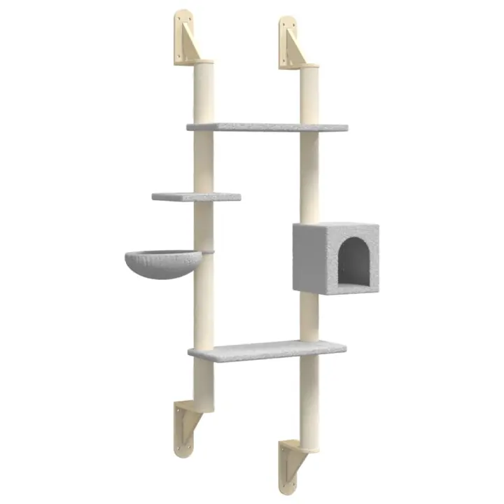vidaXL Árbol rascador para gatos de pared 180 cm Color Crema,  Gris claro,  Gris oscuro y mas - 1