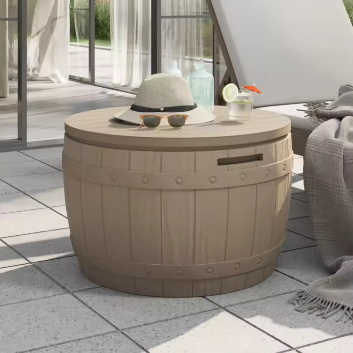 vidaXL Caja de almacenaje de jardín 3 en 1 polipropileno en color Marrón claro/Negro - 1