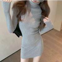Vestido Bodycon De Térmica Para Mujer HELIAR Con Cuello Alto Y Manga Larga Tejido Grueso Para Otoño E Invierno Vestido De Oficina Con Diseño Sólido - details 7