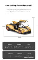 Modelo De Coche De Metal a Escala 1:22 Pagani Huayra Dinastía Juguete Coleccionable Para Niños Con Puertas En Forma De Alas Clásicas Decoración Para Casa - details 9
