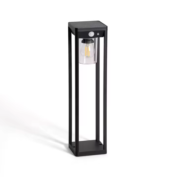 Ledkia Baliza de Pie Exterior Solar LED 2W 40cm Aluminio con Sensor de Movimiento Devah Negro - 1