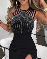 Vestido De Noche Para Mujer Con Diamantes Y Abertura En Las Caderas Tamaño S-3XL Vestido De Fiesta De Club Vestimenta Femenina - details 3