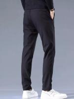 Pantalones Casuales Para Hombre Gris Claro Con Cintura Semi Elástica Pantalones Rectos De Nylon Sedoso Para Hombre Estilo Business Verano - details 4
