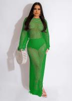 Vestido Midi Bodycon De Encaje Con Borlas Y Manga Larga Para Mujer Estilo Playa Fashion Hollow out Y Abertura Lateral Alta - details 18
