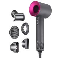 Secador de Pelo Profesional Ionico 1600W, Secador De Pelo Supersónico, Color Metal Y Fucsia, Hair Dryer, Con 6 Accesorios, Boquilla Alisadora, Flyaway, Difusor, Boquilla aire suave, Boquilla suave, Soporte Pared, Múltiples Modos. - details 1