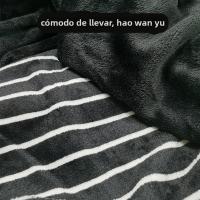 Pijama De Flannel Invierno Para Hombres Con Estampado De Rayas Y Mangas Largas Abrazadas Ropa De Dormir Casual Cómoda Talla Elástica - details 4