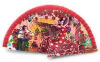 Abanico de Mano Plegable con Funda. Preciosos Dibujos de bailaores de Flamenco. Abanico Flamenco con Funda de Lona de Alta Calidad y Fabricada en España - details 1