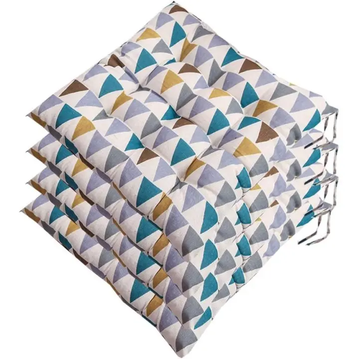 Juego de 4 Cojines para Silla, cojín Acolchado Suave para Silla con Lazos, decoración portátil, Oficina en casa, Multicolor, cojín de Asiento Suave 40 x 40 cm - 1