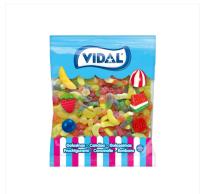 VIDAL Cocktail Mix 1Kg aprox 375 uds Mix con azucar de plátano, piña, fresa, naranja, cola, cereza.Sabor a Plátano, piña, narnja, cola y cereza. sin gluten  sin grasa sabor original Vidal garantizado - details 1