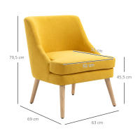 Silla de Salón Dormitorio Toque de Lino Madera Amarillo - details 6