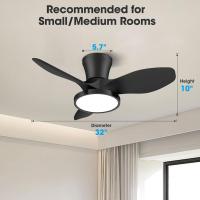 Ventilador de techo silencioso con luz LED, motor de CC, gran volumen de aire de 32 pulgadas, control remoto para cocina, dormitorio, comedor, patio - details 6