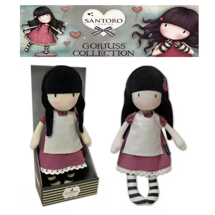 MUNECA DE TRAPO ,NINAS,GORJUSS PELUCHE ,SANTORO ,30CM,CON CAJA,REGALO,REY,COLOR ROJO,AZUL,NARANJA,VERDE,AZUL,,,,COLECIONISTA - 1