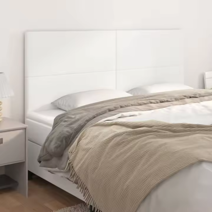 vidaXL Cabeceros 4 unidades de cuero sintético blanco 100x5x78/88 cm - 1