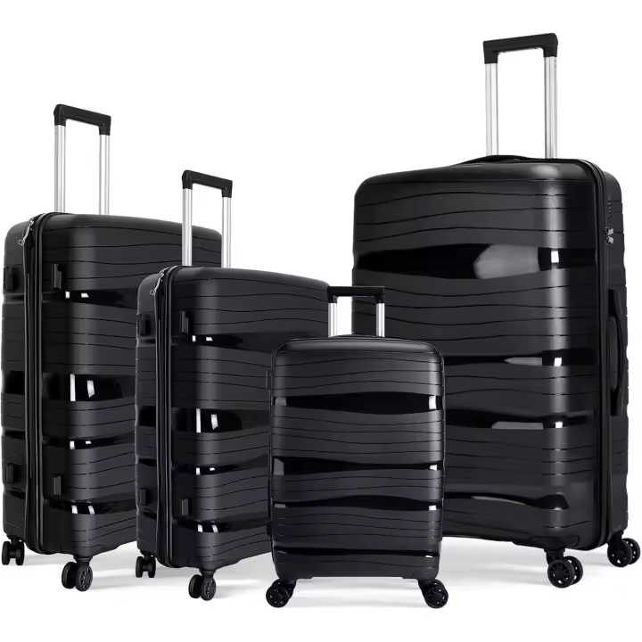 Conjunto de 4 Maletas de viajes Polipropileno, Juego de Maletas de Cabina Rígidas con 4 Ruedas Dobles 360° y Cierre de seguridad, Set de Maletas de Viajes para niño y adulto - 1