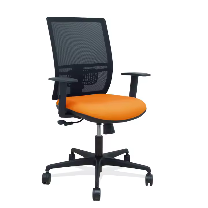 Silla Yunquera sincro malla negra bali naranja brazo regulable - 1