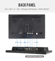 Monitor De Coche KTYDKP De 10.1 Pulgadas Con VGA Para Pantalla De Seguridad Doméstica Y Reproducción De MP5 Puerto USB Para TV Y PC - details 1