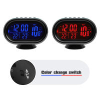 Reloj Electrónico Digital 4 En 1 Voltímetro Termómetro De Agua Y Luz Noturna Para Coche En Rojo Azul Verde Con Medidor De Temperatura Y Horloge - details 0