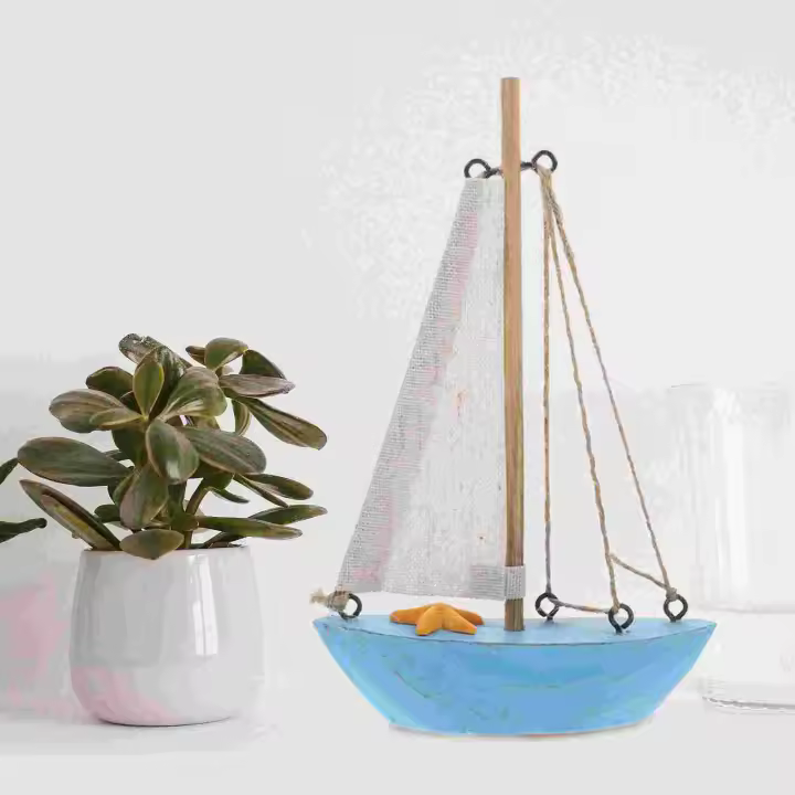 Modelo De Barco Vintage Decorativo Adorno De Madera Para Escritorio Ornamento De Velero Tema Náutico Para Interiores Y Oficinas - 1