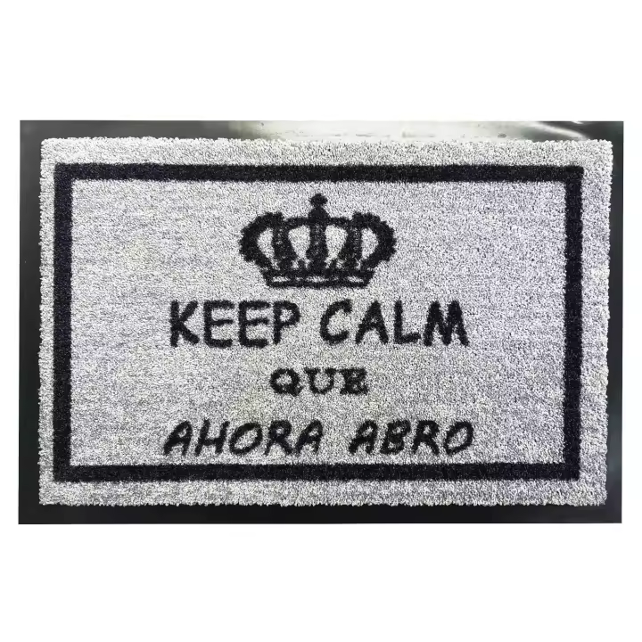 Felpudo Paso Keep Calm Gris Letras Rojo Poliamida Antideslizante - 1