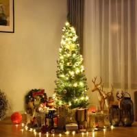 Árbol de Navidad Artificial Fina Estrecha, Árbol de Navidad Slim Artificial Abeto Fino de Hoja Espumillón 150cm 180cm 210cm Arboles con Soporte Metálico, Arbol Economico, Arbol Alta, Arbol Navidad Resistente con Hojas PVC, Verde Oscuro - details 2