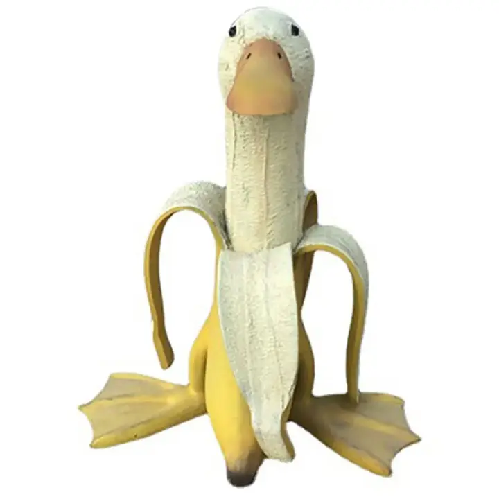 Estatua Creativa De Jardín DUCK Banana Figura De Banano Pelado Para Arte De Jardín Exterior Ornamento Para Escritorio Del Hogar O Jardín - 1