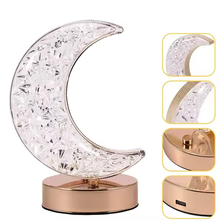 Lámpara Nocturna LED De Mesa Con Iluminación Táctil Y Carga USB Luna 3D Para Dormitorio Decoración Aestética Para Habitación De Niñas Luz Ambiente Para Cama - 1