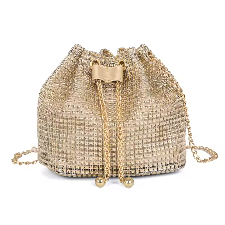 Bolso de cubo ligero y casual de negocios con decoración de rhinestones, diseño con cordón, bolso transparente con perlas falsas, bolso de noche elegante y exquisito de lujo discreto con rhinestones, perfecto para fiestas, cenas, vestidos navideños - 1