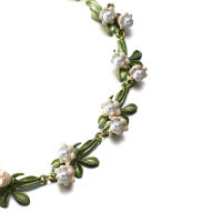 Collar De Lujo AENSOA Con Estampado Floral Blanca Y Hojas En Aleación De Metal Esmaltada Correa Dorada Para Mujer Vintage Para Fiesta - details 15