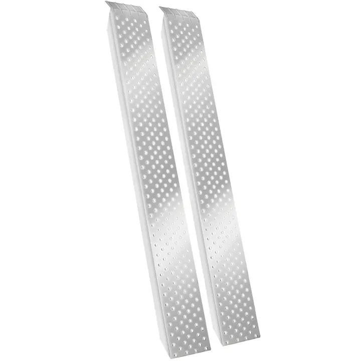 Tectake - Set de 2 rampas de carga Sven, 400 kg de capacidad de carga y antideslizantes  Gran longitud  Uso versátil  Muy antideslizante gracias a su superficie perforada y biselada  Fabricadas en acero galvanizado para protegerlas contra la corrosión - 1