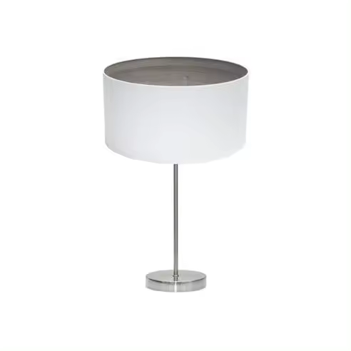 FABRILAMP Lámpara de Mesa Sobremesa Tatiana 1xe27 Niquel/blanco-madera Gris 63x30x30 Cm - Diseño Moderno - 1