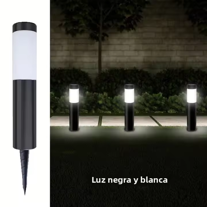 Lámpara Solar De Acero Inoxidable Para Jardín Y Paseo Exterior Cilíndrica Larga Instalación Plug-in Iluminación De Paisaje - 1