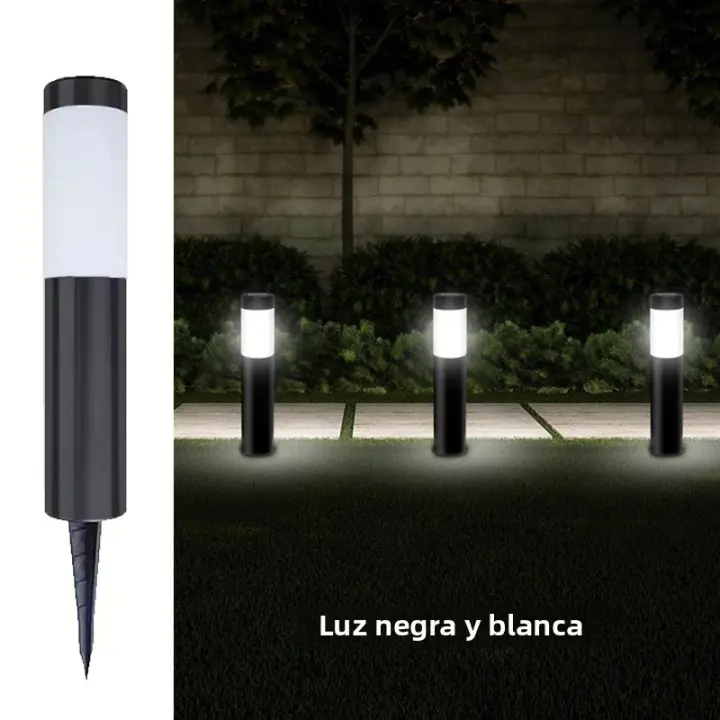 Lámpara Solar De Acero Inoxidable Para Jardín Y Paseo Exterior Cilíndrica Larga Instalación Plug-in Iluminación De Paisaje - 1