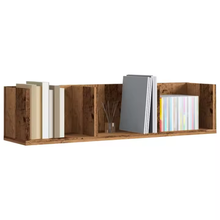 vidaXL Estante de pared CD madera ingeniería 75x18x18 cm en color Roble artisan/Madera antigua | práctico organizador multiusos diseño compacto funcional - 1