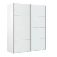 Meimon Armario de 2 puertas correderas de gran capacidad, con barra de colgar de aluminio extraíble (2 uds), estantes interiores, guías metálicas con freno, tiradores de aluminio perfilado y acabado en tablero melaminizado E1 - details 0