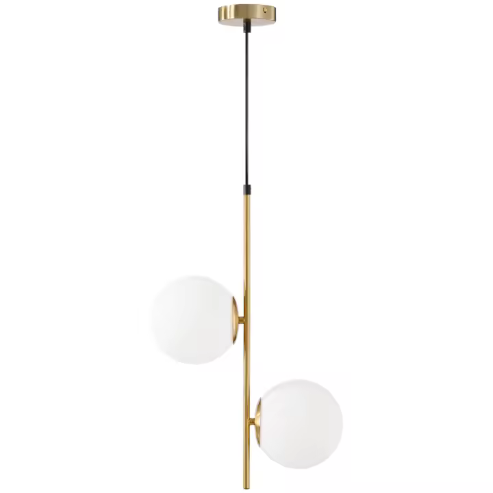 HOMCOM Luminaria colgante moderna, araña de techo de dos cabezas, luz colgante ajustable para hall de entrada, sala de estar, tono dorado - 1