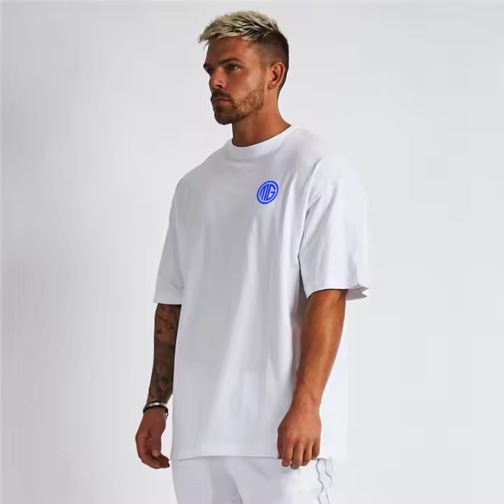 Gym New Oversized Classic Casual Trend T-shirt Mens Short Sleeve Fitness Training Summer Breathable Loose Bodybuilding Tops Tees - 1