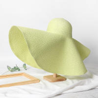 Sombrero De Playa Para Mujer Grande Y Plegable Con Protección UV Sombrilla De Verano De Paja Estilo Casual Para Bodas - details 17