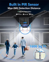 Luz Solar Exterior Con Sensor De Movimiento Y Control Remoto IP65 Impermeable Para Patio Garage Seguridad Luz De Pared - details 4