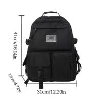 Mochila multifuncional de nailon para estudiantes, mochila de gran capacidad con cremallera, de Color sólido, a la moda e informal, para viajes y escuela 1 - details 1