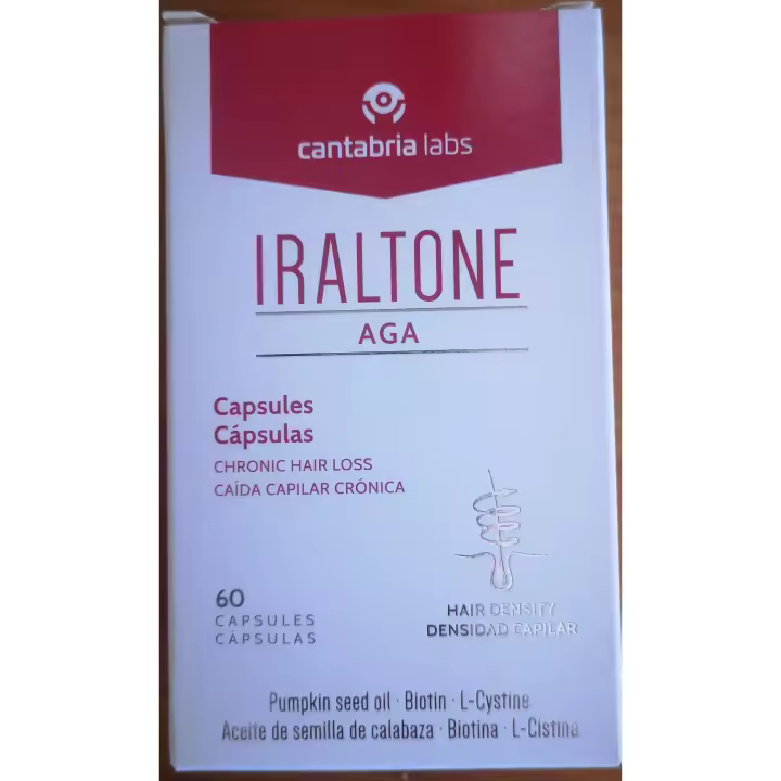 Iraltone AGA - 60 Cápsulas para Caida Capilar Crónica - Fortalecimiento y Densidad Capilar - Complemento Alimenticio - 1
