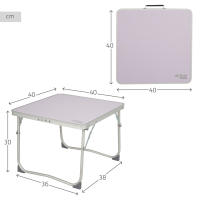 Mesa baja plegable aluminio AKTIVE, 40x40x30 cm, color malva, estructura ligera con tablero mdf, topes antivuelco, compacta y estable, soporta 20 kg, ideal camping, playa, picnic, terraza, fácil transporte, diseño cuadrado, estilo minimalista - details 3