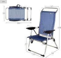Aktive Beach - Silla de Playa Plegable y Reclinable | Azul Marino | Medidas 47 X 59 X 108cm | Peso Máx. 110 Kg | Material Aluminio - details 2