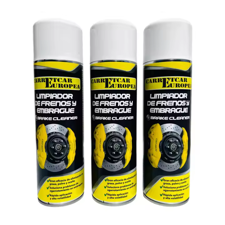Spray limpiador de frenos Carretcar Europea – Pack de 3 unidades 500ml –  Limpiafrenos Disuelve grasa, aceite y suciedad – Brake Cleaner Limpieza rápida y eficaz para coches, motos, bicicletas, camiones, maquinaria y uso profesional 3 x 500 ml - 1