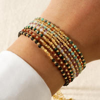Pulsera Bohemia De Piedra Preciosa Semi-preciosa Y Hierro Con Cuentas Cuadradas De 2mm Y Cobre Estilo Diario Para Juntar Joyería Bonita - details 0