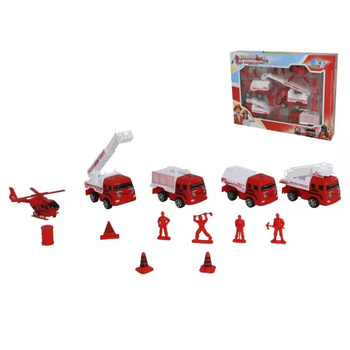 Gerimport Set Vehículos de Bomberos 13 piezas 39x20 cm - 1