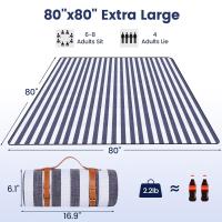 Manta de picnic extragrande de 80 x 80 pulgadas, impermeable y plegable, manta de playa de 3 capas para 6 a 8 adultos - details 0