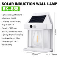 Lámpara De Tungsteno Solar Con Sensor De Movimiento Inteligente 3 Modos De Iluminación Impermeable Para Decoración De Jardín Y Pared - details 6